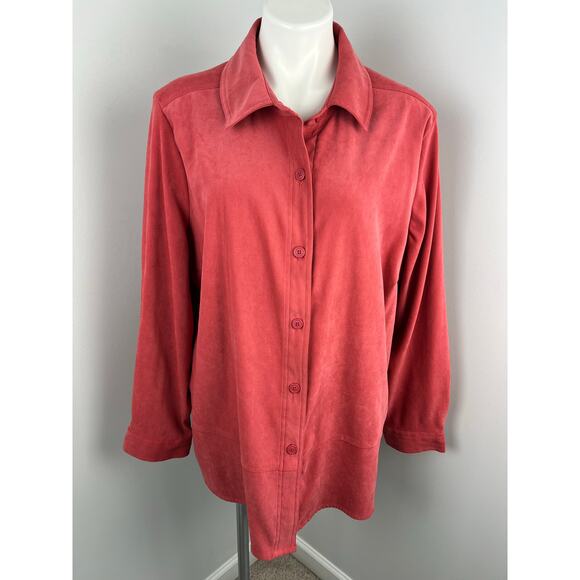 Women's Croft & Barrow Red Button Up Top Size 2X Plus Size Stretch - Picture 1 of 5